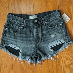 Free People distressed jean shorts vintage wash